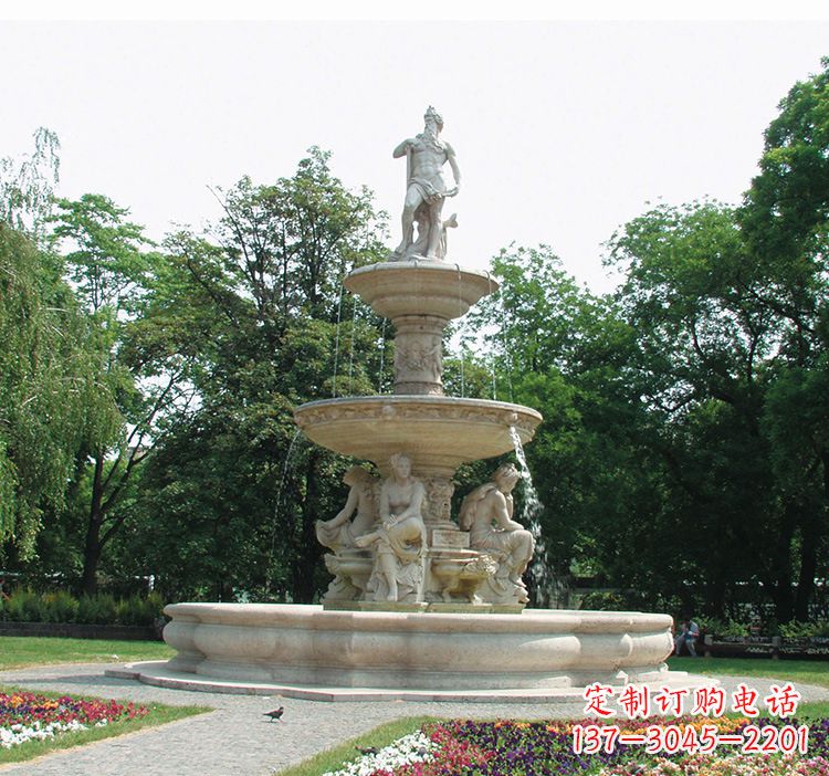 泰安石雕跌水喷泉塑型,给园林增添美感