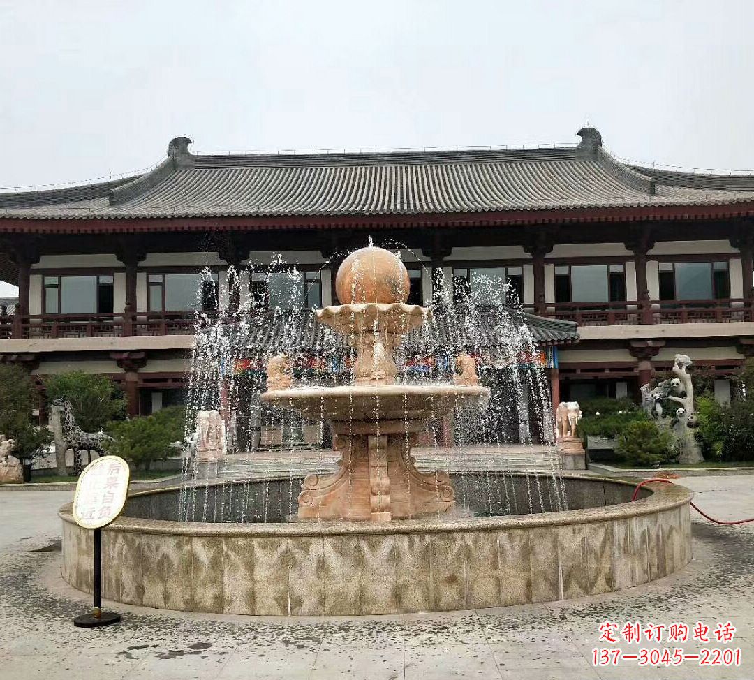 泰安石雕风水球喷泉 (2)