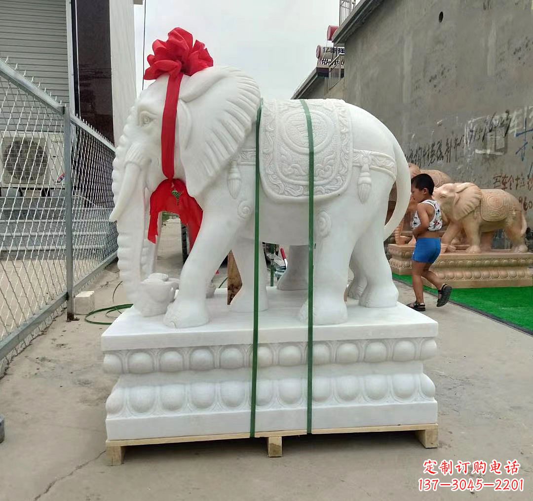 泰安石雕汉白玉大象雕塑