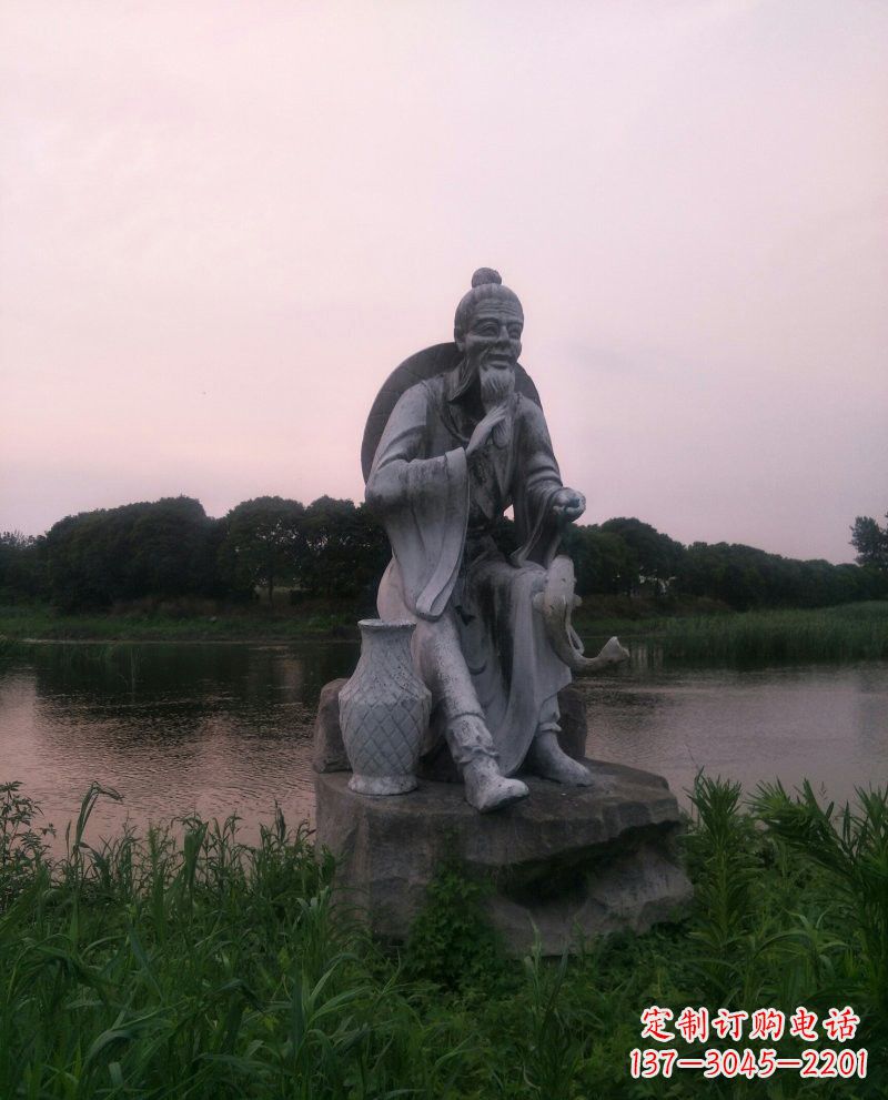 泰安石雕姜太公钓鱼古代人物雕塑