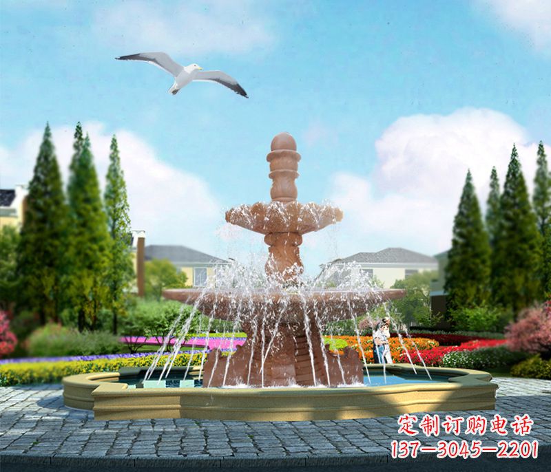 泰安石雕流水招财喷泉雕塑,让你迎接财运来临