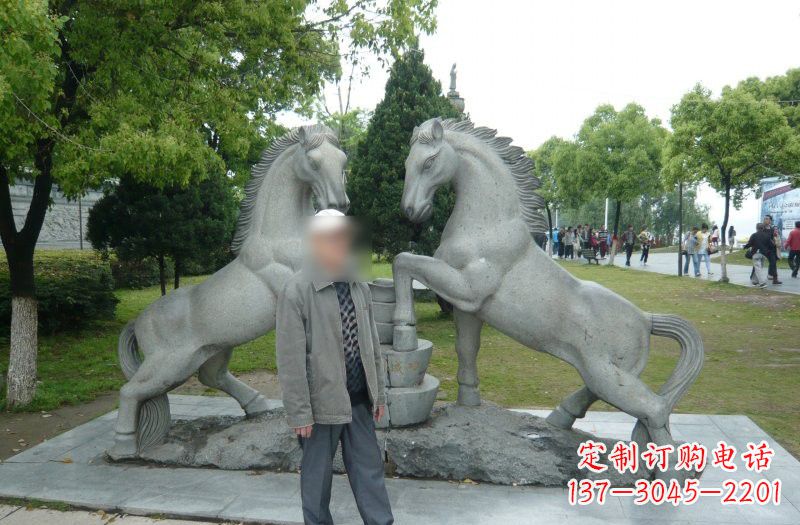 泰安以马为主题的石雕艺术品