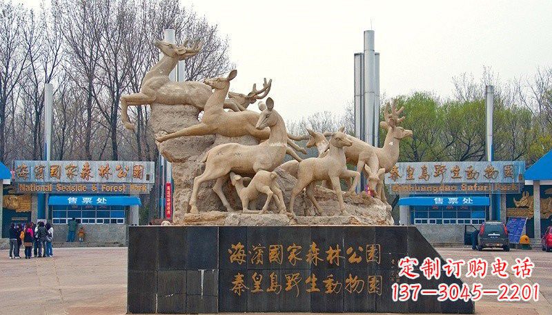 泰安梅花鹿雕塑——令公园更美丽