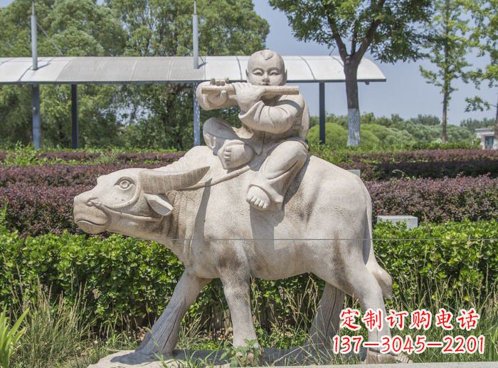 泰安石雕牧童牛雕塑,让传统气息永存