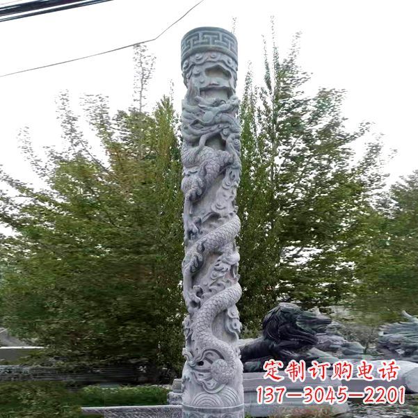 泰安华贵典雅的石雕盘龙柱雕塑