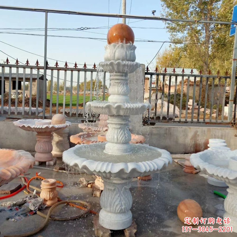泰安石雕喷泉,营造出静谧氛围