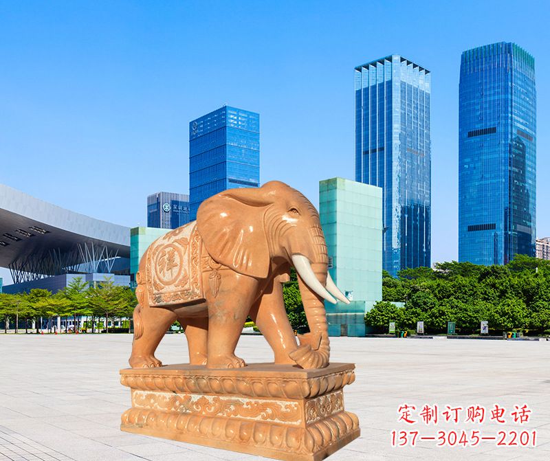 泰安石雕喷水大象