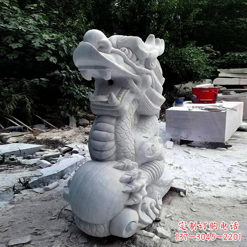 泰安精美石雕龙首喷水雕塑