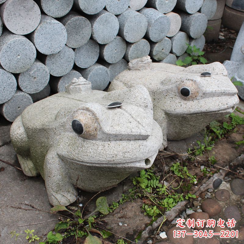 泰安石雕青蛙喷水雕塑