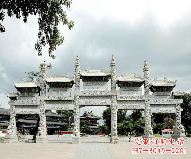 泰安石雕五门牌坊