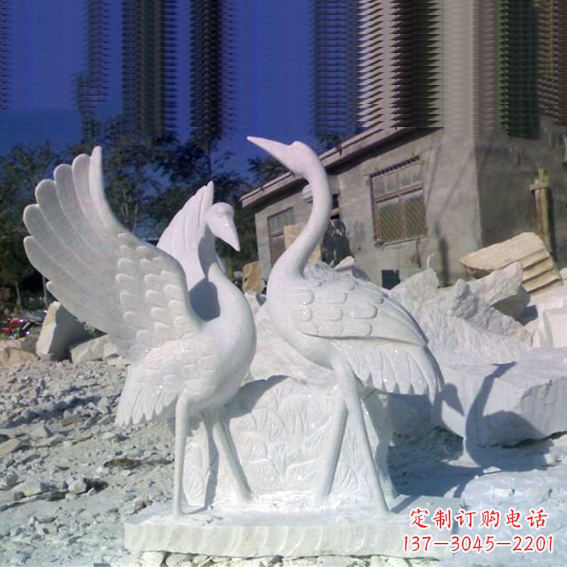 泰安石雕仙鹤低头
