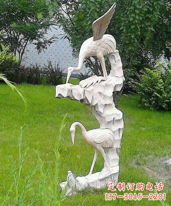 泰安石雕仙鹤鲤鱼