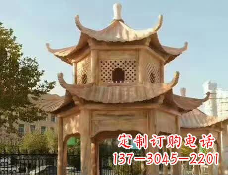 泰安石雕小区景观双层凉亭