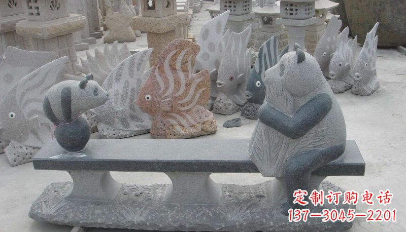 泰安石雕熊猫座椅