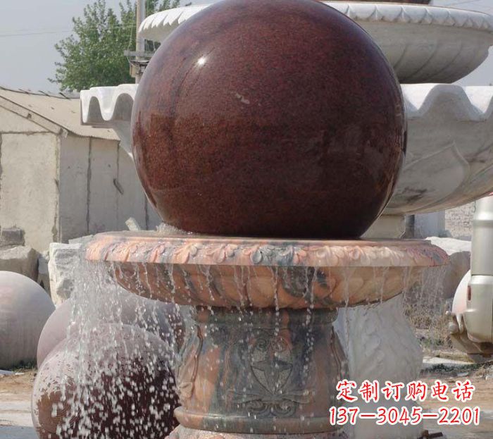 泰安石来运转小型风水球喷泉石雕