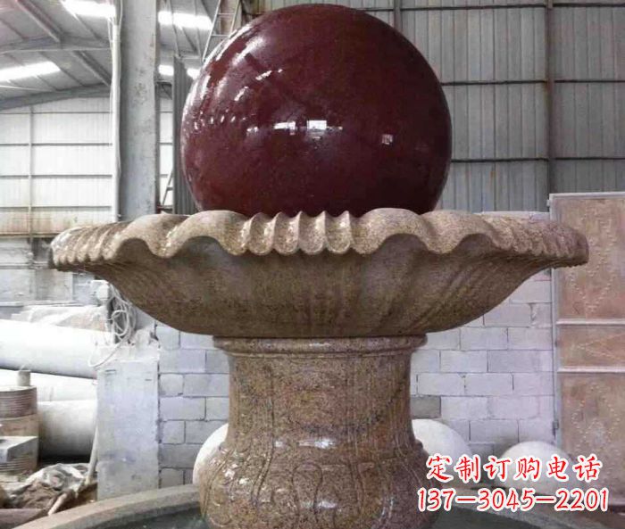 泰安石来运转小型风水球喷泉石雕 (2)