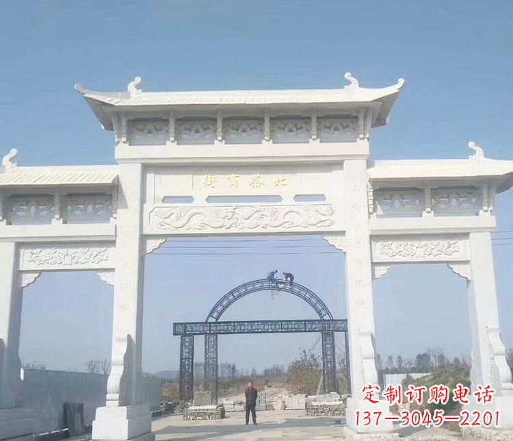 泰安石牌坊三门牌坊石雕 (4)