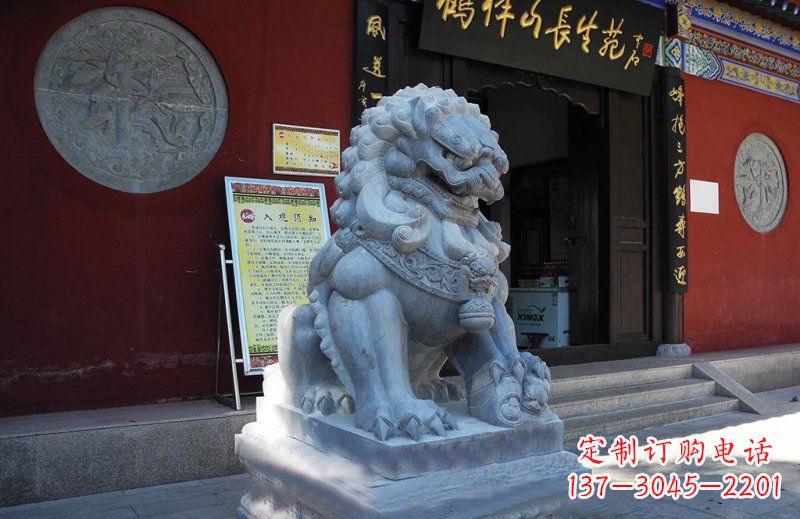 泰安石狮子寺庙门口石雕