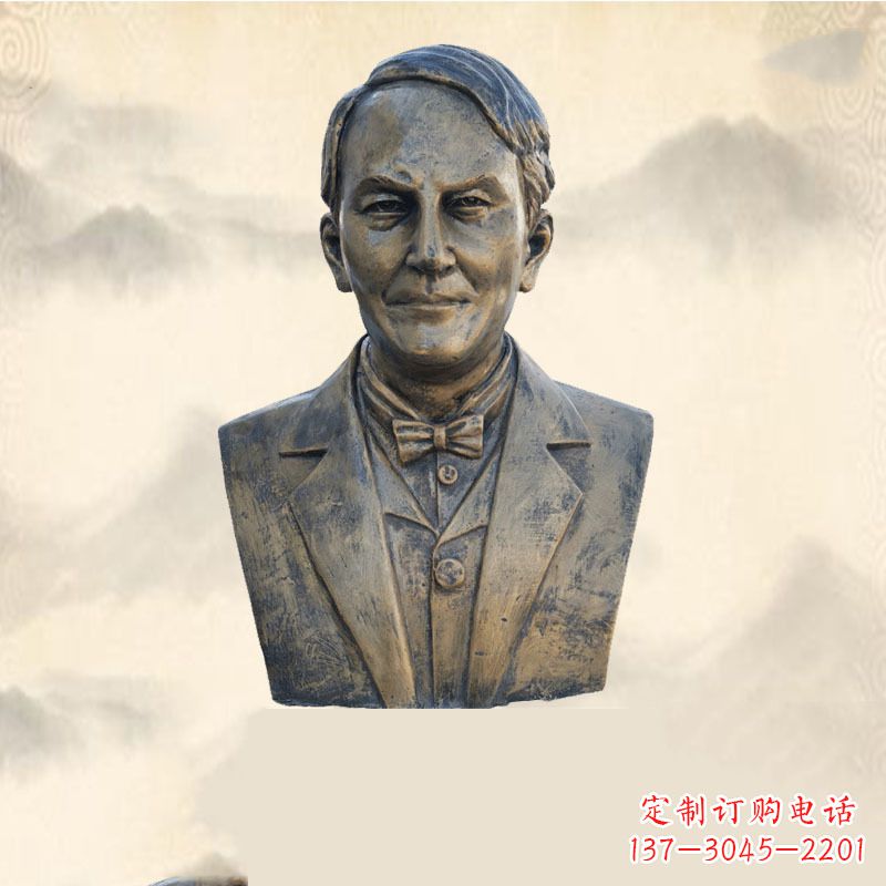 泰安世界名人爱迪生纯铜头像雕塑-学校校园名人系列雕塑