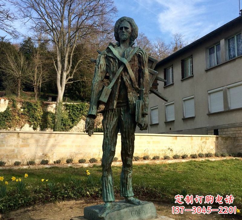 泰安世界名人荷兰印象画派画家梵高青铜雕像