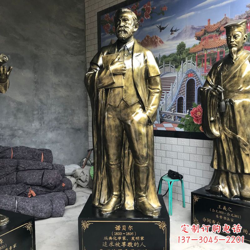 泰安世界名人瑞典著名化学家诺贝尔仿铜雕像