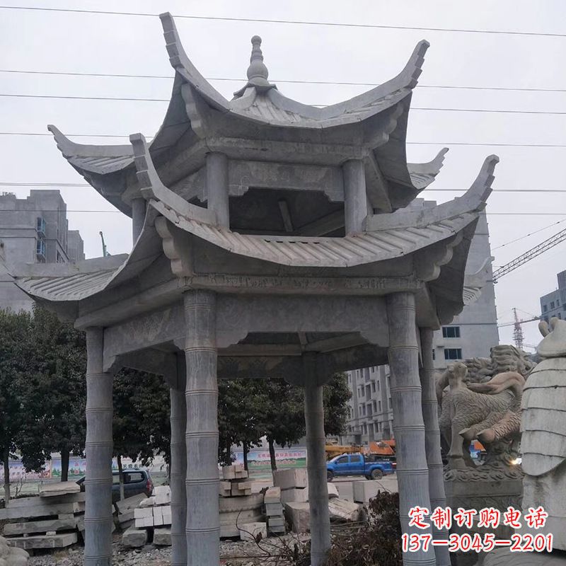 泰安双层八角石雕凉亭
