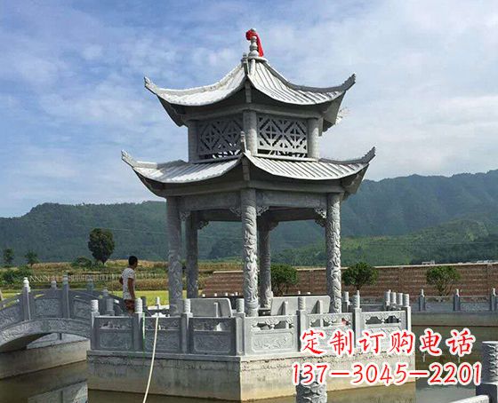 泰安双层仿古凉亭石雕_1