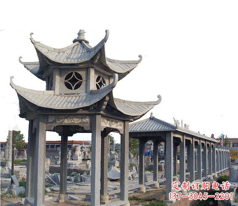 泰安双层仿古凉亭石雕