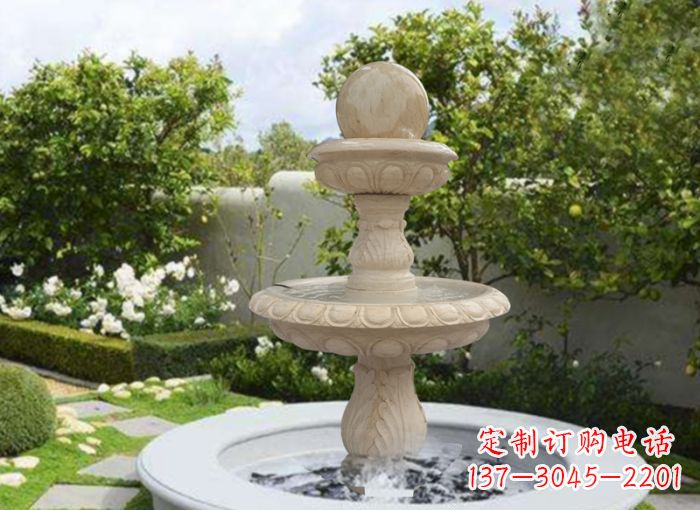 泰安双层风水球喷泉别墅石雕