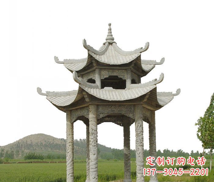泰安双层仿古石雕凉亭