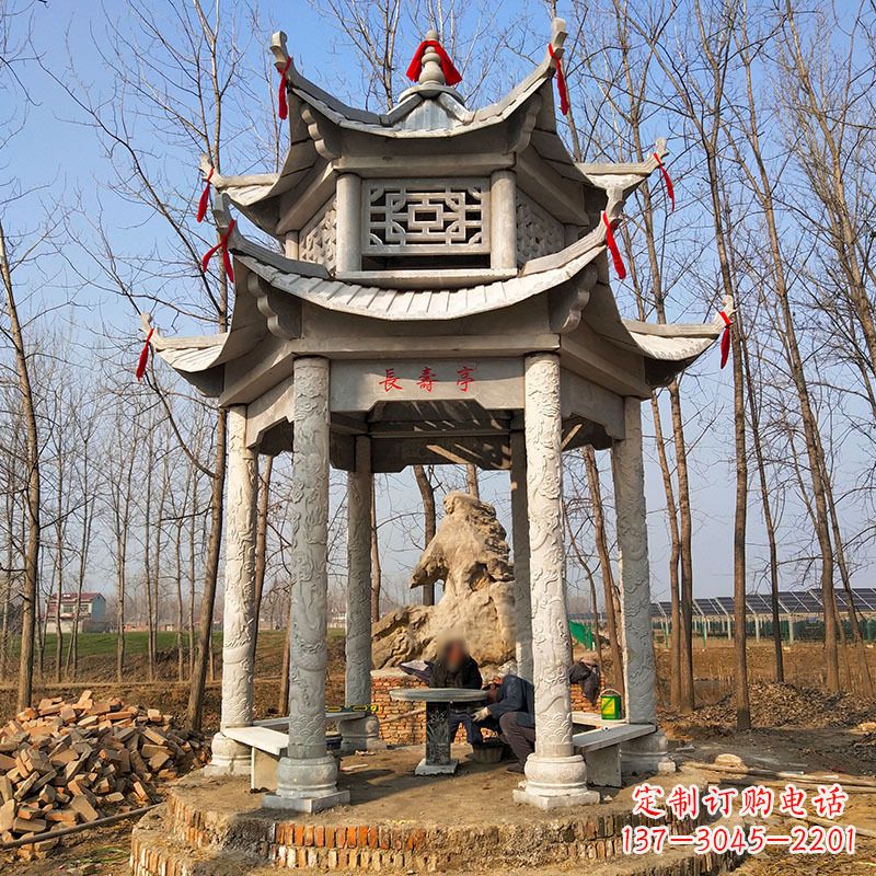 泰安双层六角石凉亭