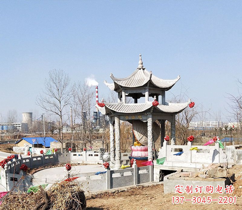 泰安双层石凉亭石雕 (2)