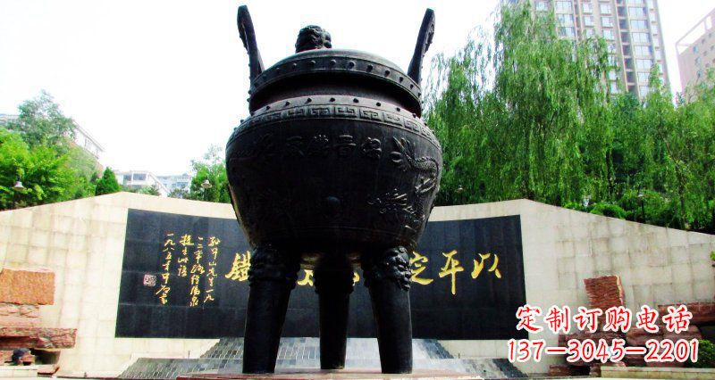 泰安双龙戏珠广场香炉铜雕景观雕塑