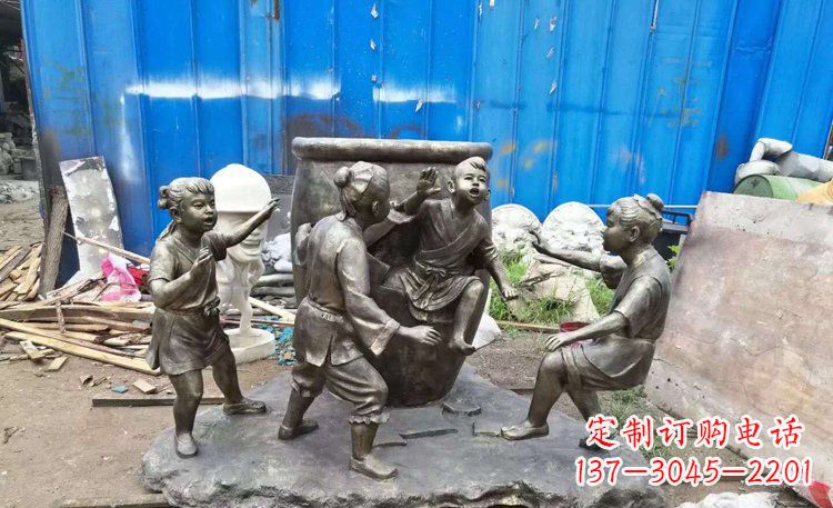 泰安司马光砸缸铜雕 (2)