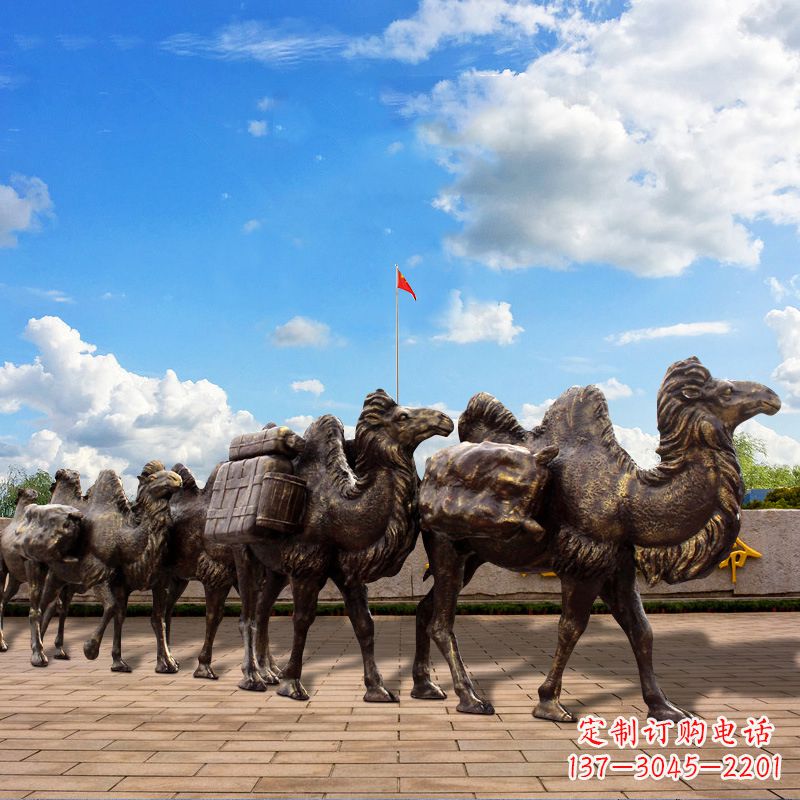 泰安丝绸之路骆驼队仿铜景观雕塑