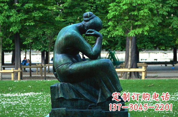 泰安思考的女人青铜人物铜雕