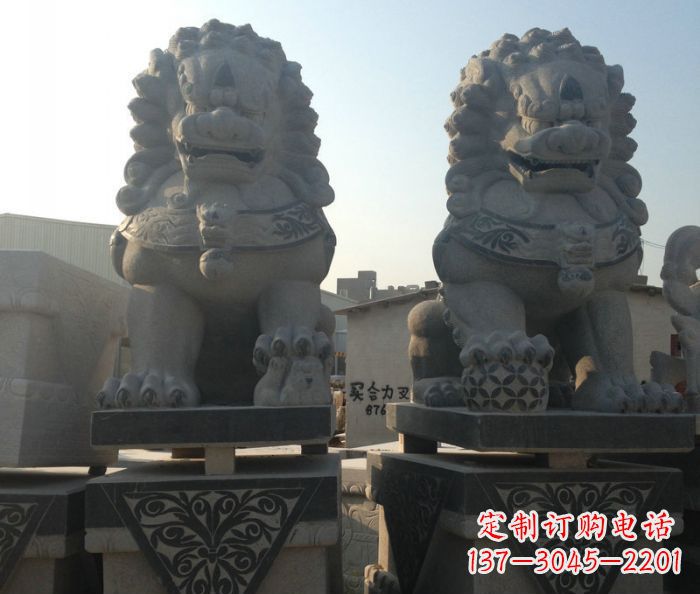 泰安寺庙景观仿古石狮子 (2)