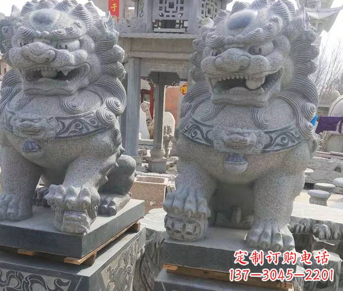 泰安寺庙景观仿古石狮子 (3)