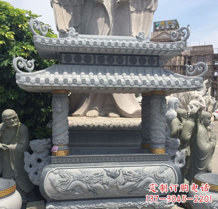 泰安寺庙景观仿古香炉石雕 (2)