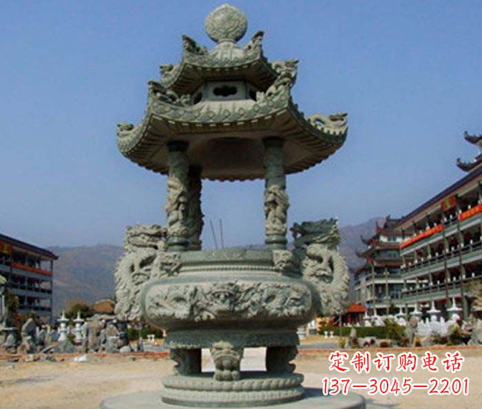 泰安寺庙景观仿古石香炉