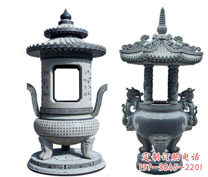 泰安寺庙景观仿古香炉石雕
