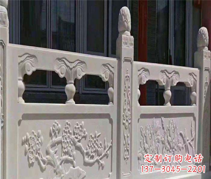 泰安寺庙景观汉白玉石浮雕栏板 (2)