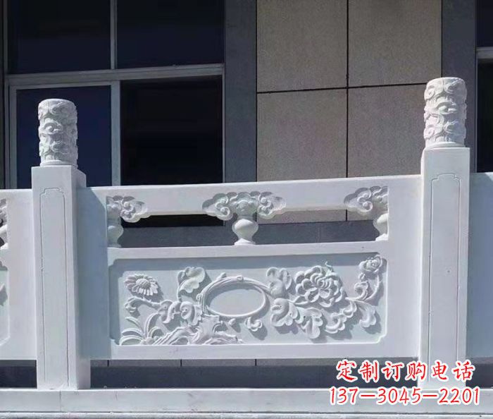 泰安寺庙景观汉白玉石浮雕栏板 (4)