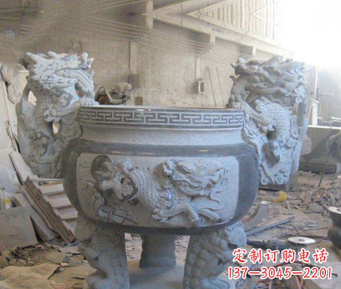 泰安寺庙景观龙头水缸石雕