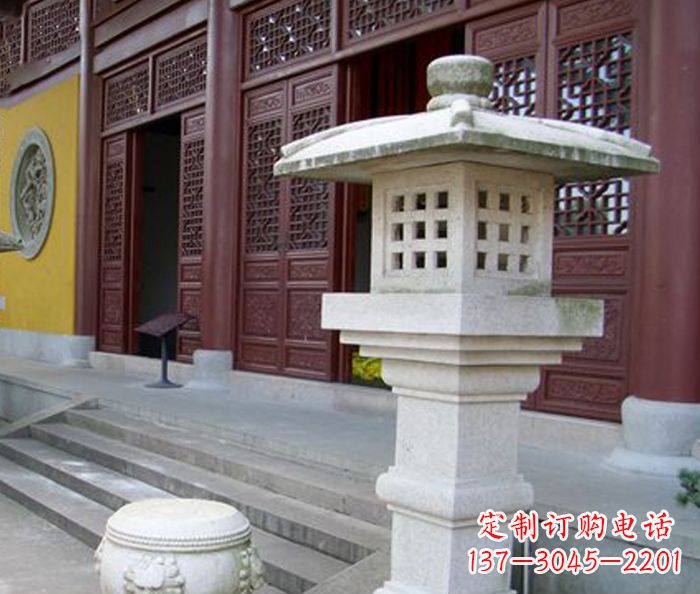 泰安寺庙景观镂空石灯石雕