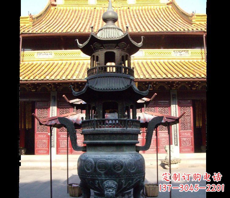 泰安寺庙景观香炉铜雕