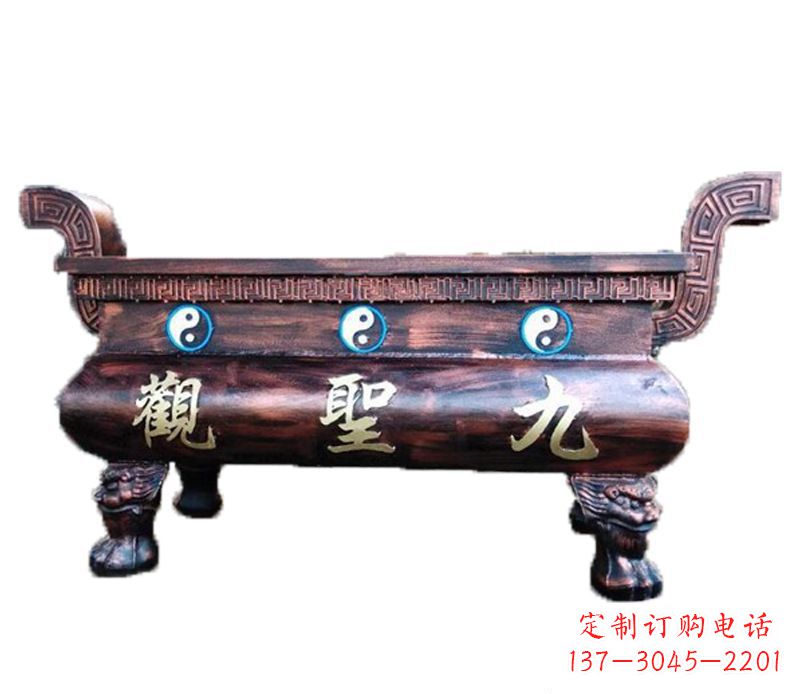 泰安寺庙九龙香炉铜雕