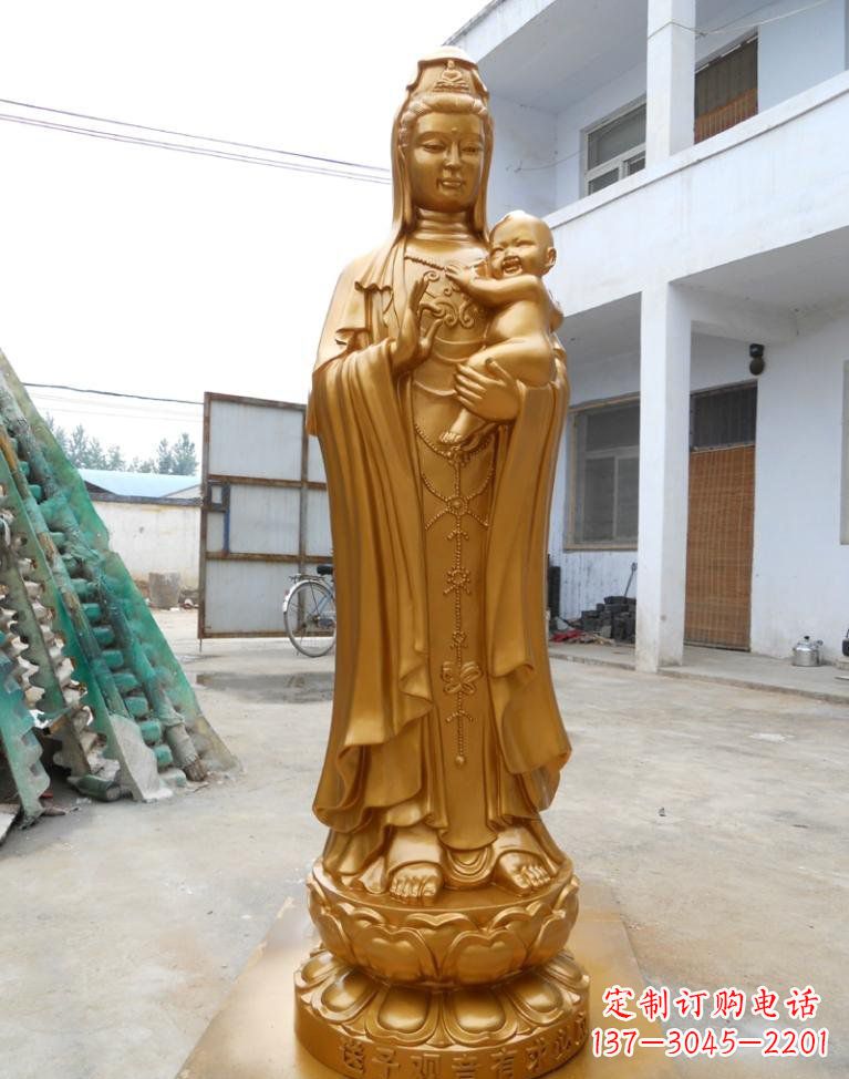 泰安寺庙立式送子观音铜雕