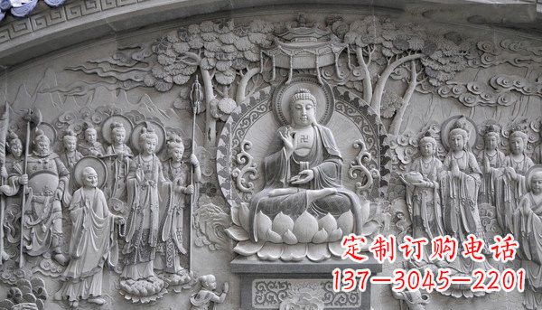 泰安寺庙墙壁石浮雕佛像