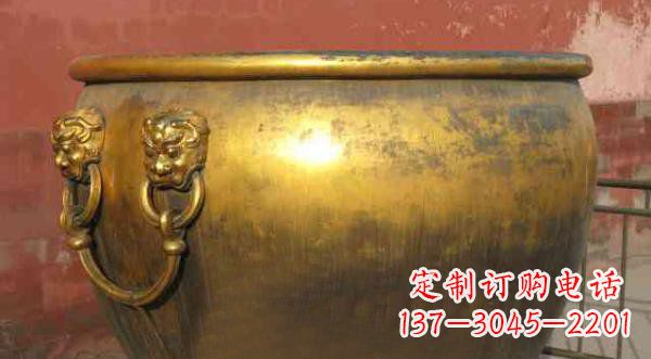 泰安寺庙水缸铜雕 (2)